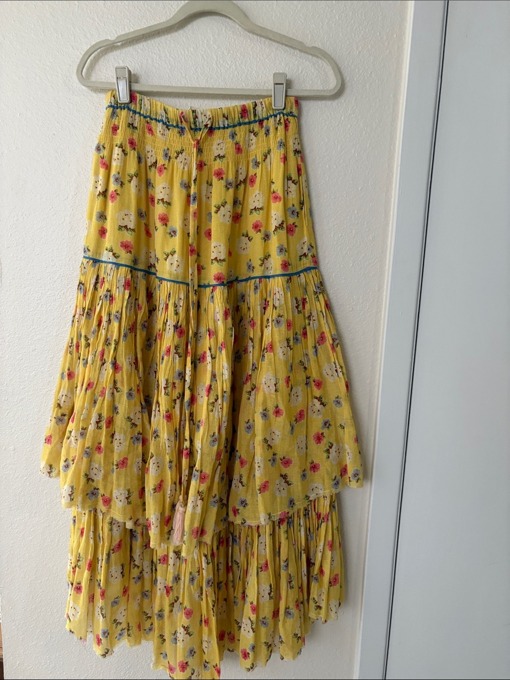 LoveShackFancy Weber Tiered Midi Skirt in Yellow - Picture 3 of 9